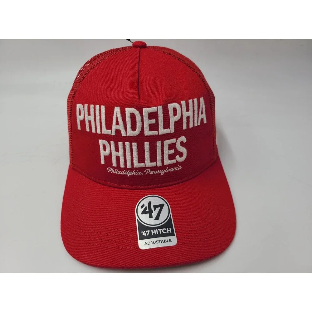Philadelphia Phillies 47 Brand‎ Hitch Mesh Trucker Snapback Hat Cap Men MLB Red